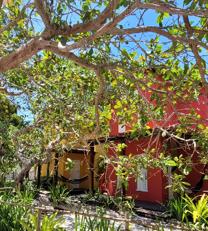 Jardim e chalés